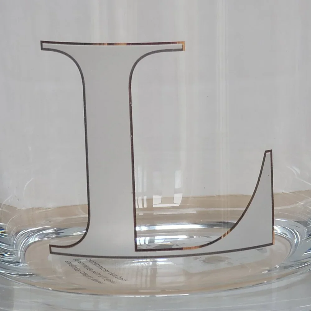 Williams Sonoma Monogram Double Old-Fashioned 2 Clear Drinking Glass Letter 